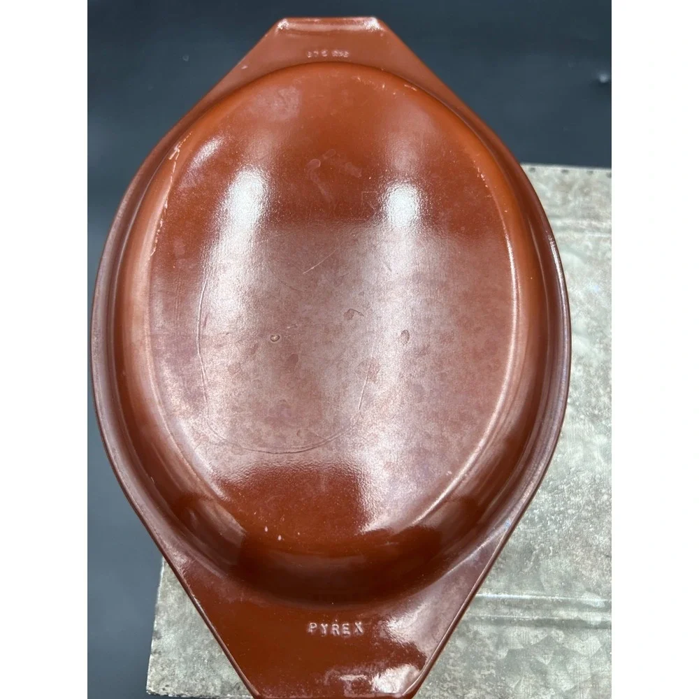 Vintage Pyrex Early American 1.5 Qt Casserole Dish 043 Brown Gold Eagle W/ Lid